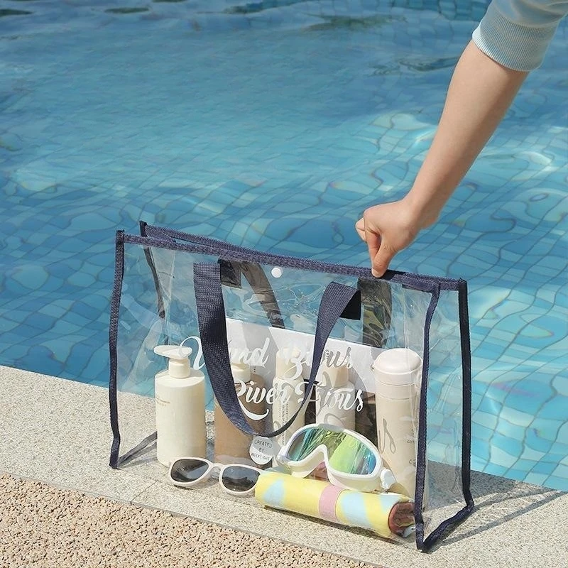 Новата преносима чанта за плуване, за съхранение на козметика, Многофункционална сгъваема плажната чанта за пране от PVC, водоустойчив, прозрачен, с голям капацитет