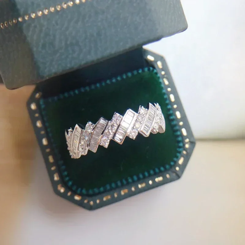 Нови дамски пръстени с неправилна геометрична форма с кристали CZ сребрист цвят, модерни, универсални дамски бижута