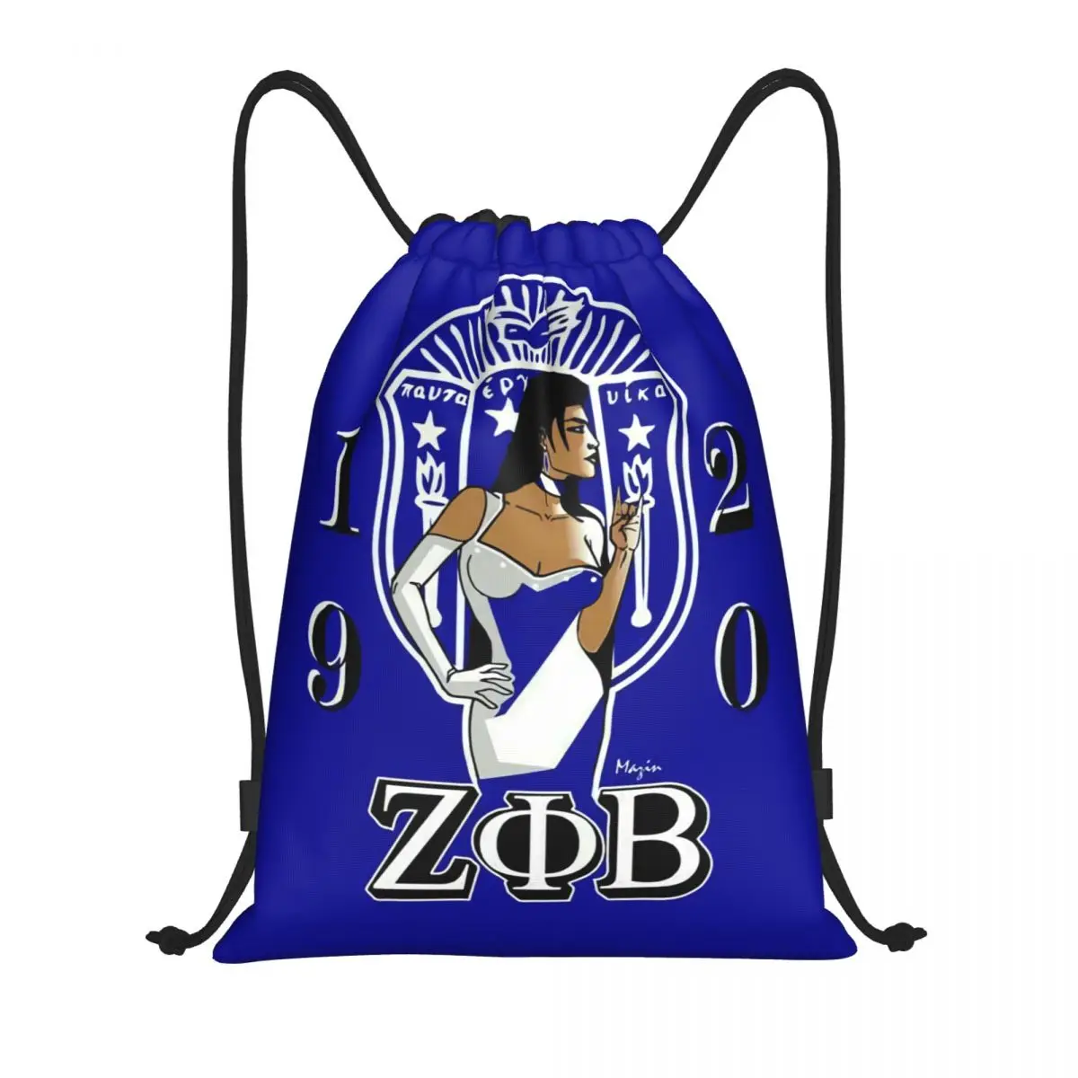 Обичай Zeta Phi Beta ZOB Раница На съвсем малък Дамски Чанти Мъжки Леки Гръцки Букви 1920 Gym Sports Sackpack Торби за Тренировки