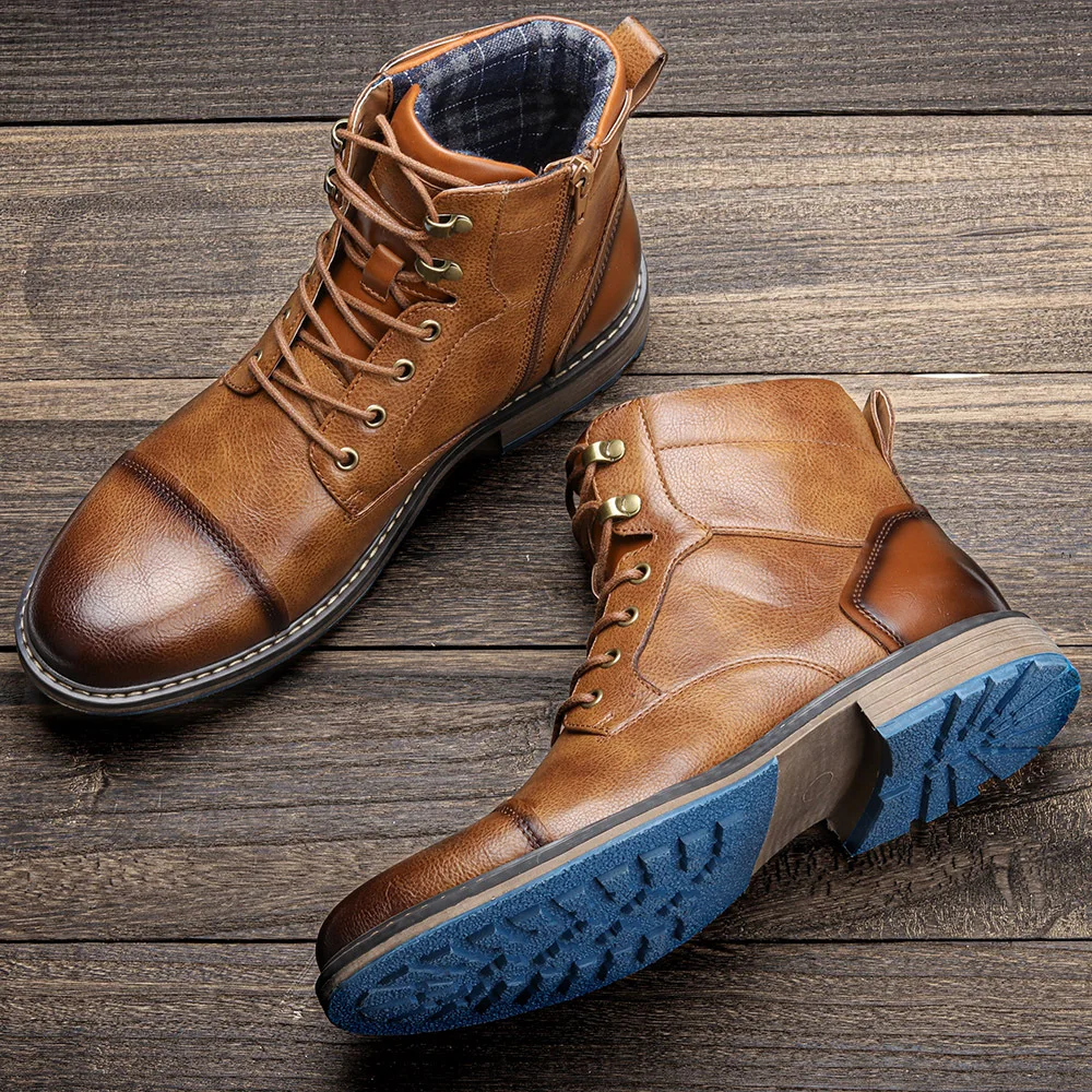 Обувки мъжки марката 2023-Модерни и удобни зимни британска бизнес обувки от кожа