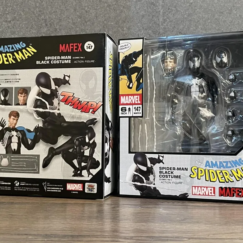 Оригинални играчки Medicom Mafex Невероятен Човек-паяк №147, Черен костюм spider-man, в присъствието на Модела подаръци, фигури аниме-герои