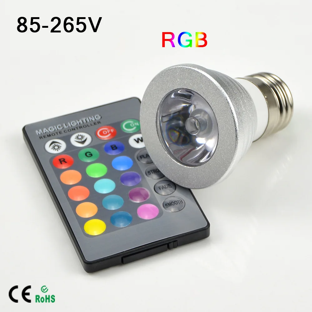 Открийте 3 W RGB Led Крушка Прожектор MR16 RGB 16 Промяна на Цвета на Дистанционно Управление на AC/DC 12V за украса на дома градина и партита