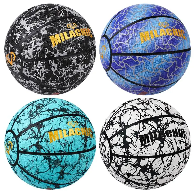 Отразяваща баскетболна топка от изкуствена кожа, устойчива на износване, нежна нощна светлина, баскетболна топка, с блеснали баскетбол топка № 7, баскетболен подарък