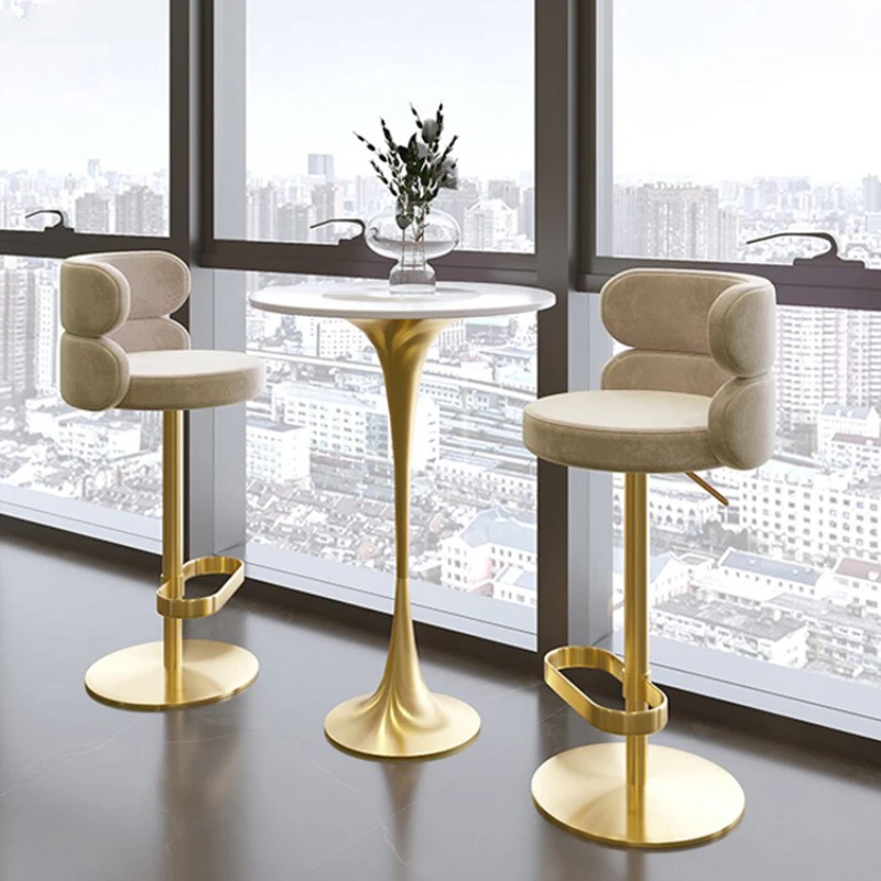 Офис бар столове с акцент, Кухня-часова рецепция, модерни ротационни Регулируеми високи бар столове Nordic Luxury Taburetes, Мебели за интериора на YN50BC