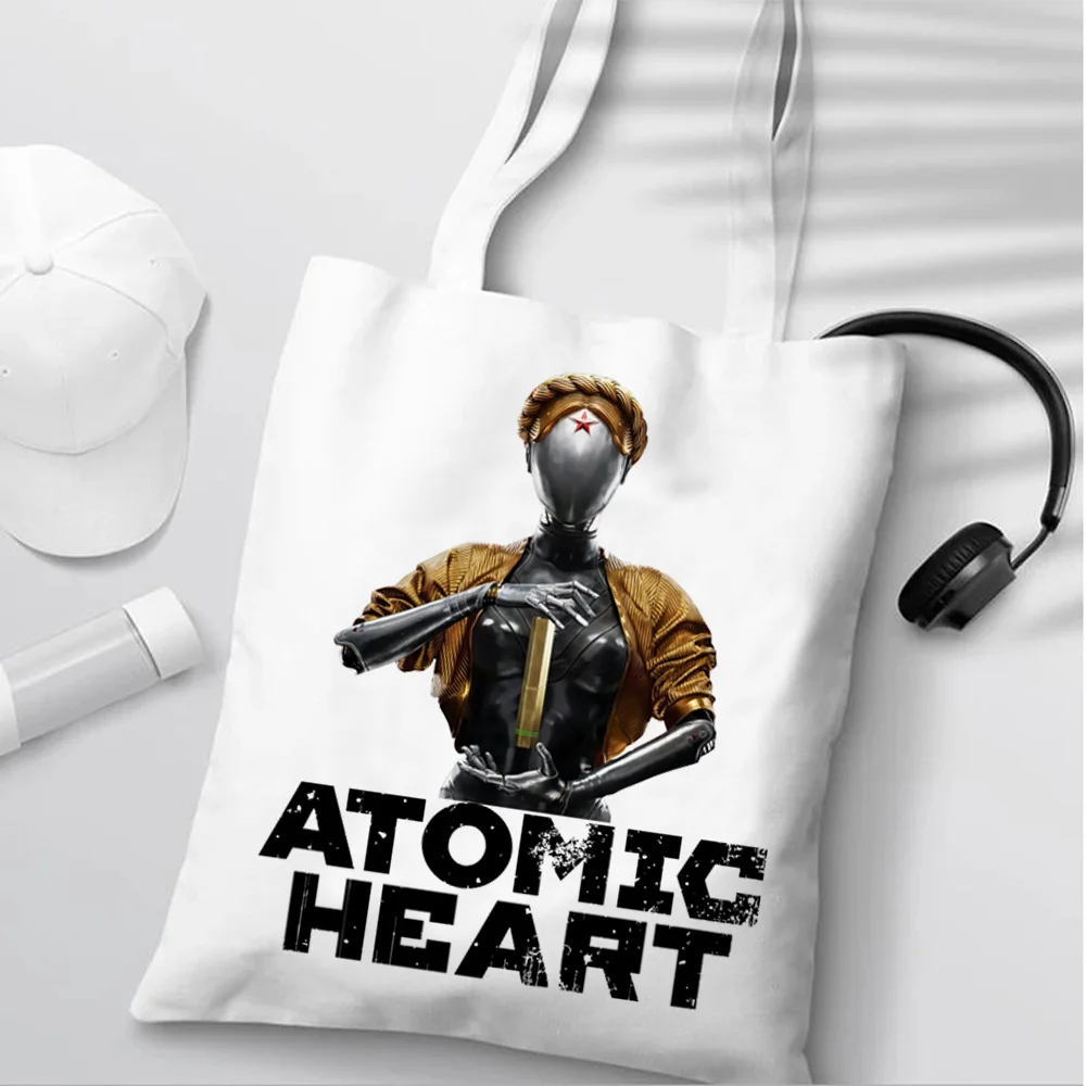 пазарска чанта atomic сърце, джутовая чанта, еко-чанта bolsas de tela, множество чанта, сгъваема чанта, изработена от коноп тъкани, toile
