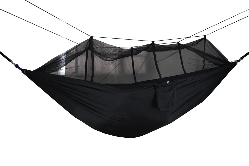 Парашютная плат Хамак за отдих на открито Dual heating, mosquito net Тънък, Лек Хамак mosquito net Черен