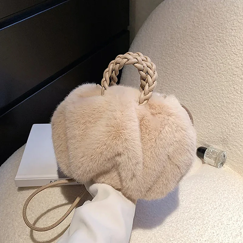 Плюшен чанта Есен зима Senior Sense Hair Чанта за коса, перекинутая чрез облак, Пухкави малка чанта Дамска чанта през рамо
