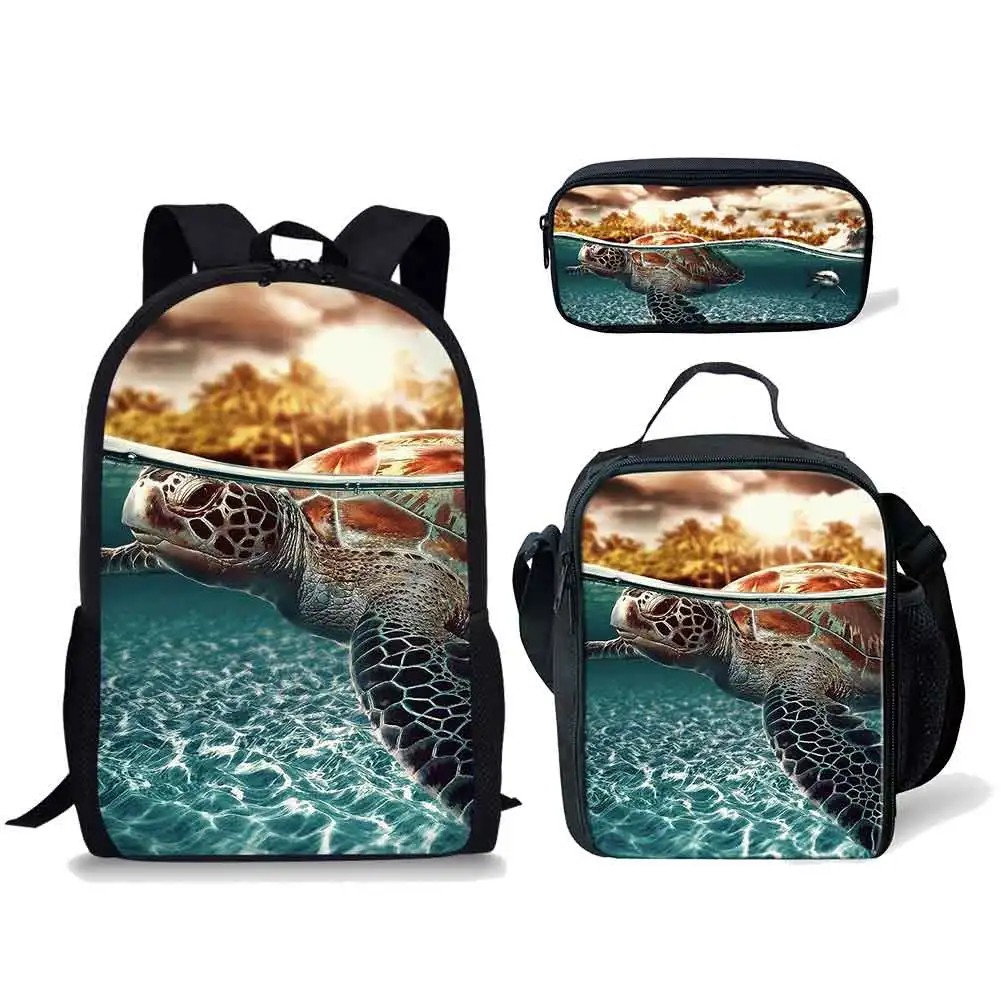 Популярният хип-хоп стил на Забавен фигура костенурка с 3D-принтом, 3 бр. /компл., училищни чанти за ученици, раница за лаптоп, чанта за обяд, молив случай