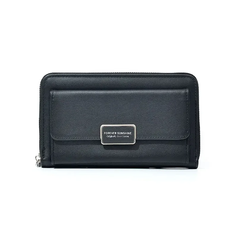Портфейл, нов дамски дълъг чантата с пискюл, однотонная чанта за ръце, мултифункционален портфейл с няколко карти
