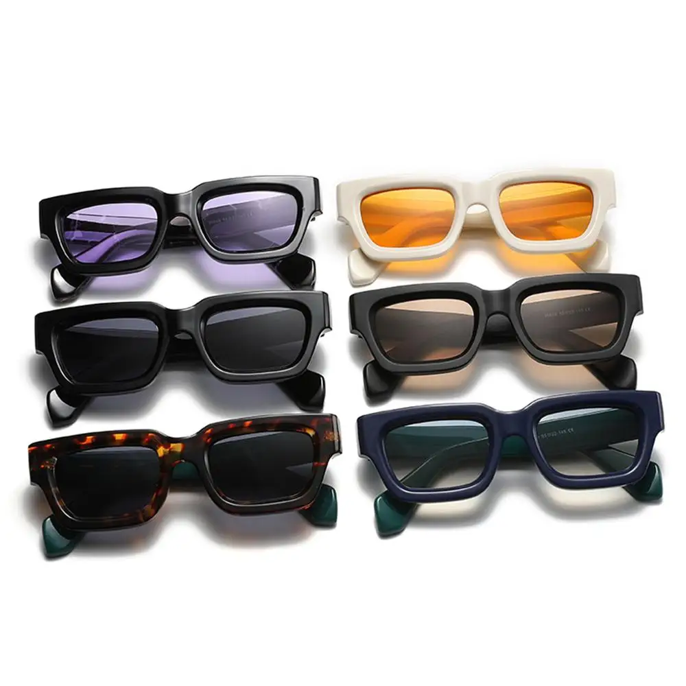 Правоъгълни слънчеви очила в ретро-дебелото рамки за жени и мъже, модни Малки Квадратни Слънчеви очила с предпазни очила UV400