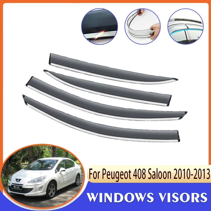 Предни стъкла за Peugeot 408 Седан 2010 ~ 2013 Страничните стъкла на автомобила, козирка, етикети от дъжд, на веждите, на дим, аксесоари за отражател 2011 2012