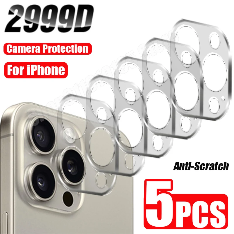 Предпазно стъкло за обектива на камерата 5шт за iPhone 15 14 13 12 11 Pro Max Mini от закалено стъкло за камера за iPhone 14 15 Plus SE2020