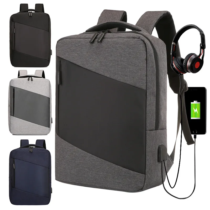 Прост мъжки раница USB, многофункционална бизнес чанта за компютър, училищна чанта за студенти, Водоустойчива чанта за отдих