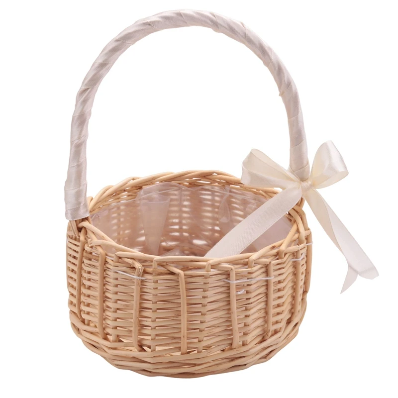 Ракита, кошница за цветя с дръжка, сватбени кошници за цветочниц, За декорация на дома и градината