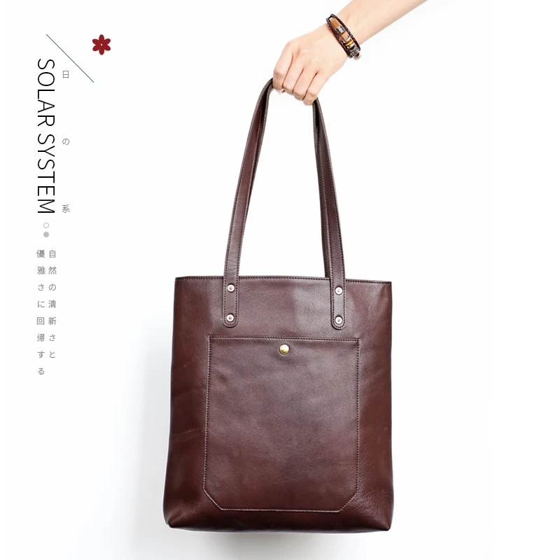 Реколта женствена чанта от естествена кожа, чанта от ръчно изработени от телешка кожа за офис дам, органайзер, чанта за лаптоп, чанта за количка, чанта-прашка