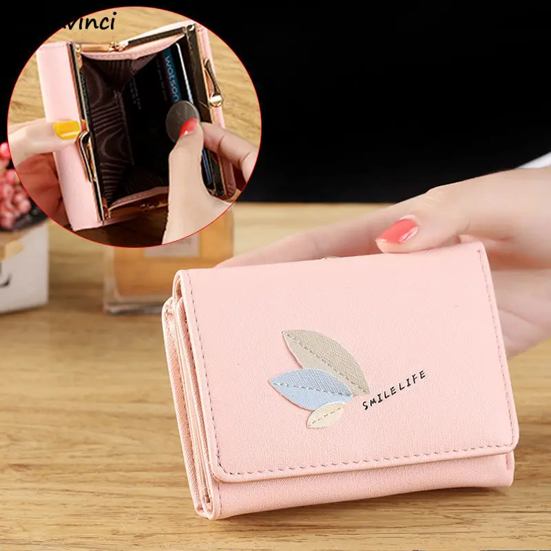 Реколта портмоне от изкуствена кожа, дамски джобове за монети, мини чантата си в кратък корейски стил, универсален многофункционален държач за снимки
