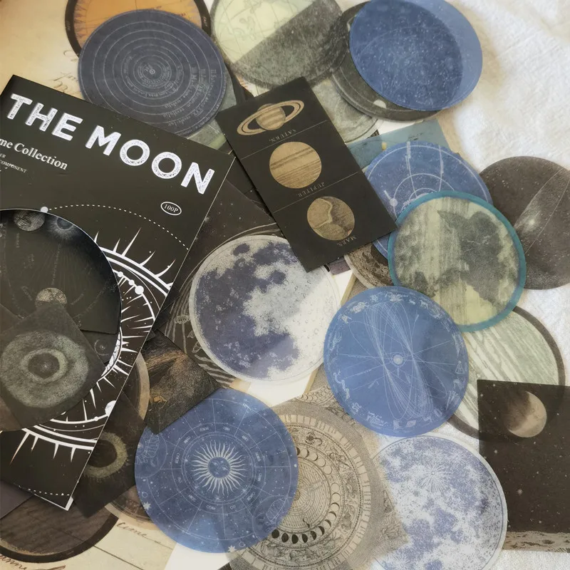 Реколта стикер от хартия Washi Moon Planet Space, декоративни стикери, етикети за scrapbooking, дневник, албум, канцеларски материали, ретро-списание за боклук