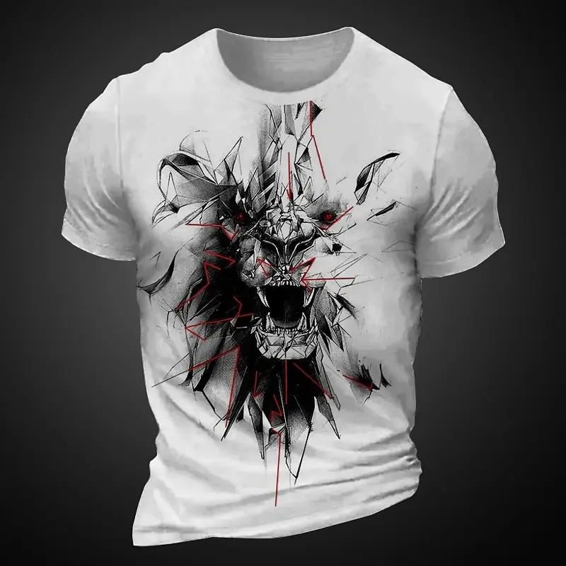 Реколта тениска за мъже, тъмно графични тениски с 3D печат, мъжки ежедневни тениска голям размер с къс ръкав, блузи, градинска облекло
