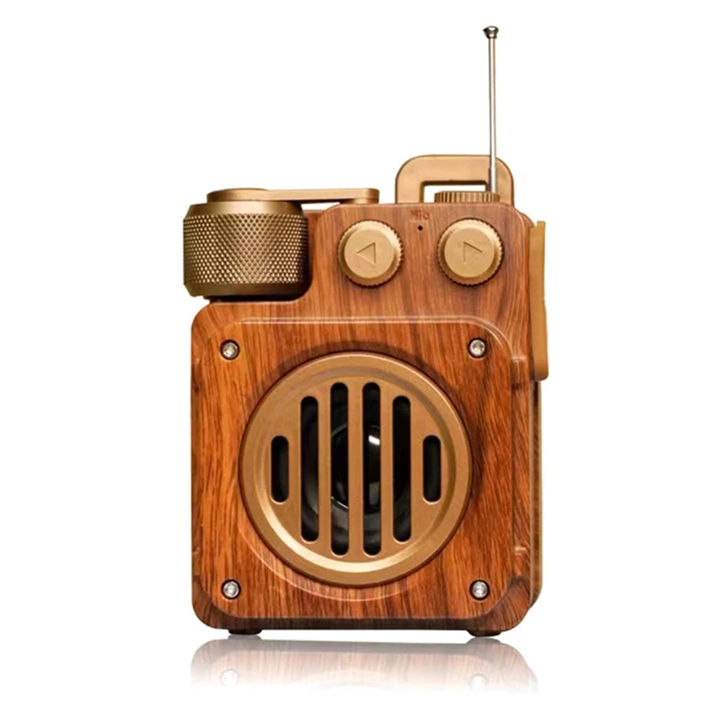 Ретро радио Bluetooth-високоговорител, чист звук Преносим безжичен ретро-говорител за кухненски маси със старомодния стил кафяв цвят