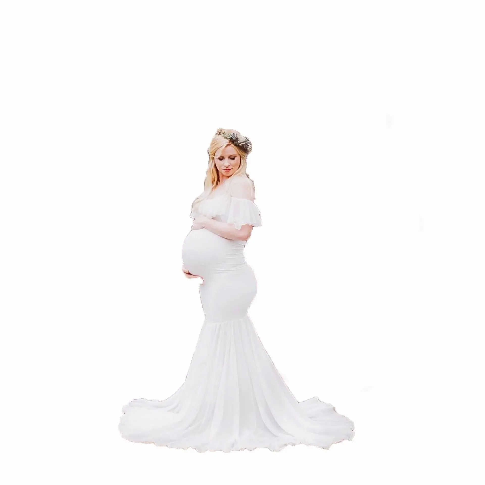Рокля за бременни, за да снимам, дълго тюлевое рокля за бременни, рокли за душата на детето, фотография за бременни