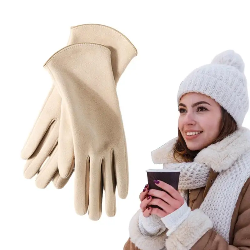 Ръкавици със сензорен екран, женски Мини Зимни Ръкавици, топли ветроупорен против хлъзгане Водоустойчиви ръкавици с отворен дизайн за каране на ски