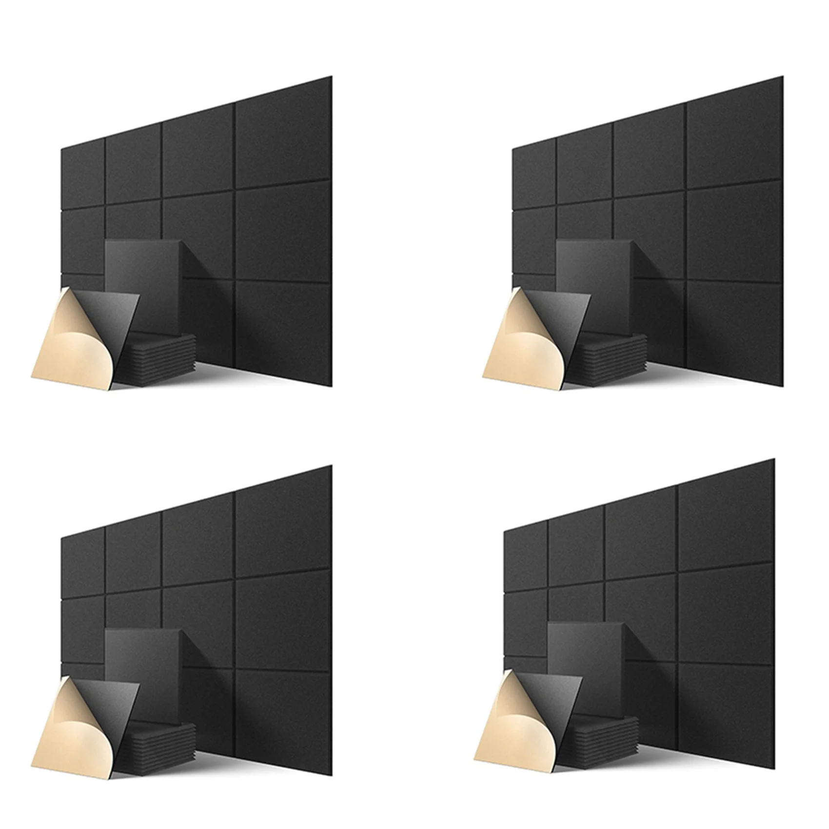 Самозалепващи акустични панели 60 бр., звукоизоляционная полагане на 12 x 12 x 0,4 инча, звукопоглощающая панел за дома, черна