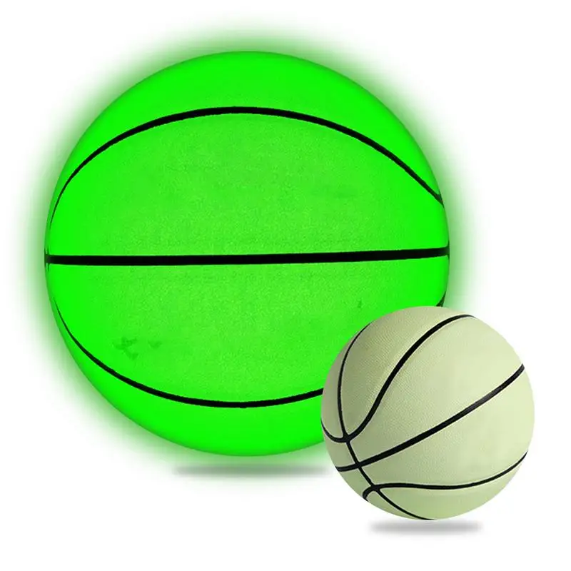 Светлинен баскетболна топка с размер 7 за нощна игра, блеснали на баскетболна топка от изкуствена кожа за тренировки на подрастващите момчета на закрито и открито