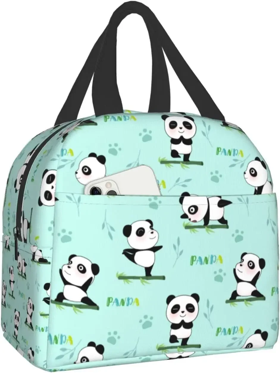 Случайна чанта за обяд Yoga Pandas за еднократна употреба, чанта-хладилник с цип, за жени, деца, къмпинг, туризъм, пикник, плаж пътуване, работа