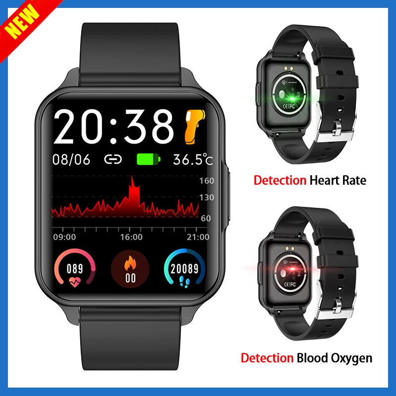 Смарт часовници Q26 PRO За измерване на температурата на тялото, Часовници за мониторинг на кислород в кръвта, Спортни часовници за фитнес HD-Голям екран, Водоустойчив