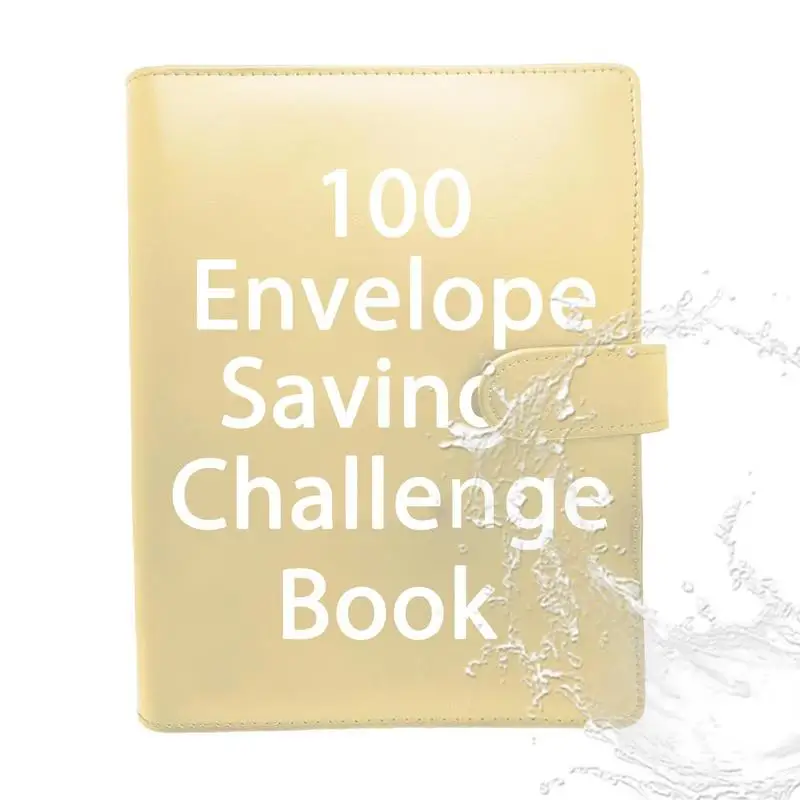 Спестяванията книжка с конвертами 100 пликове Бюджетен подвързия от изкуствена кожа Преносим корици формат А5 за спестяване на парични средства
