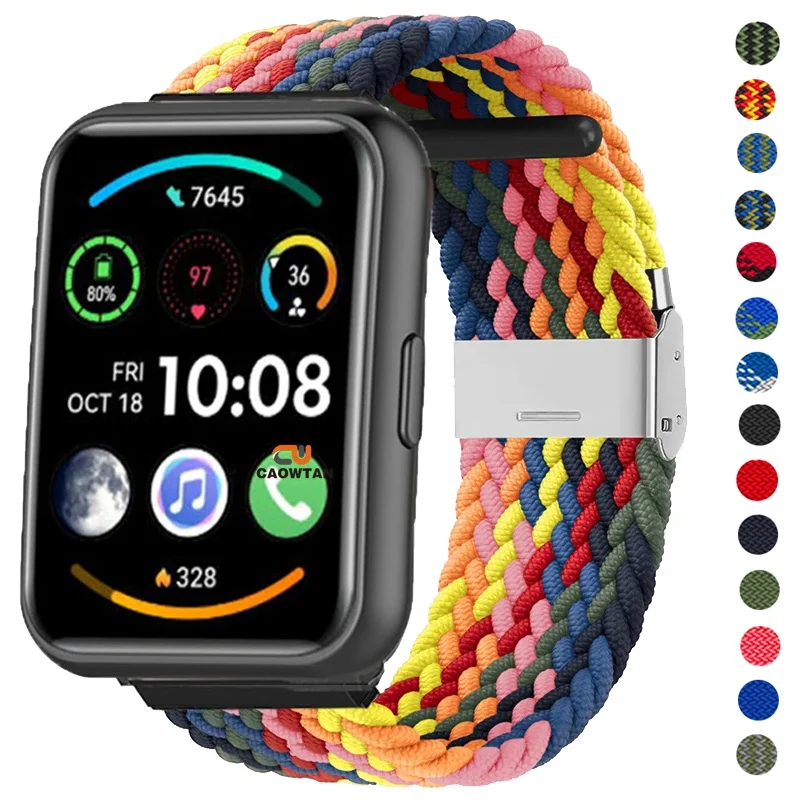 Сплетен найлонов ремък за Huawei Watch Fit 2-лентов тъкани каишка за часовник Регулируема взаимозаменяеми гривна за Huawei Watch Fit Bands