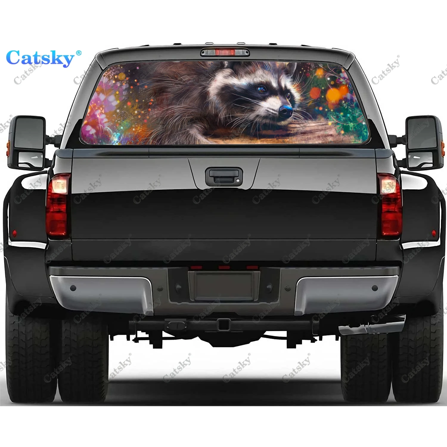 стикер с изображение на животно миеща мечка на прозореца, Графична стикер от PVC, стикер за камион, перфорирана Vinyl Универсален стикер