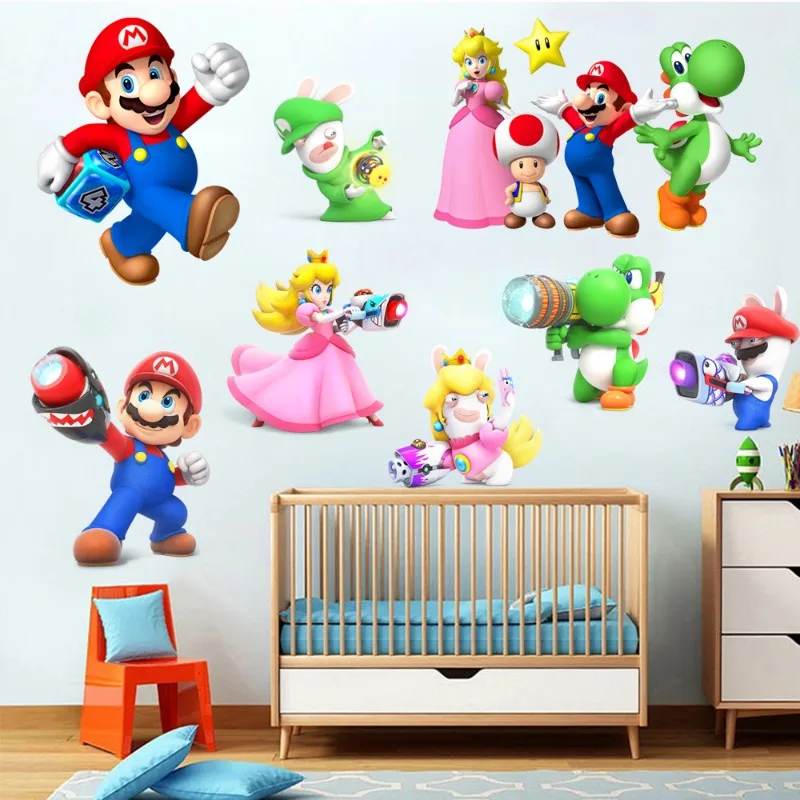 Стикери за стена Super Mario Bros Luigi Карикатура Аниме 3D Водоустойчив стикер Дневна Спалня Сладки, украса, Подаръци за деца за рожден Ден