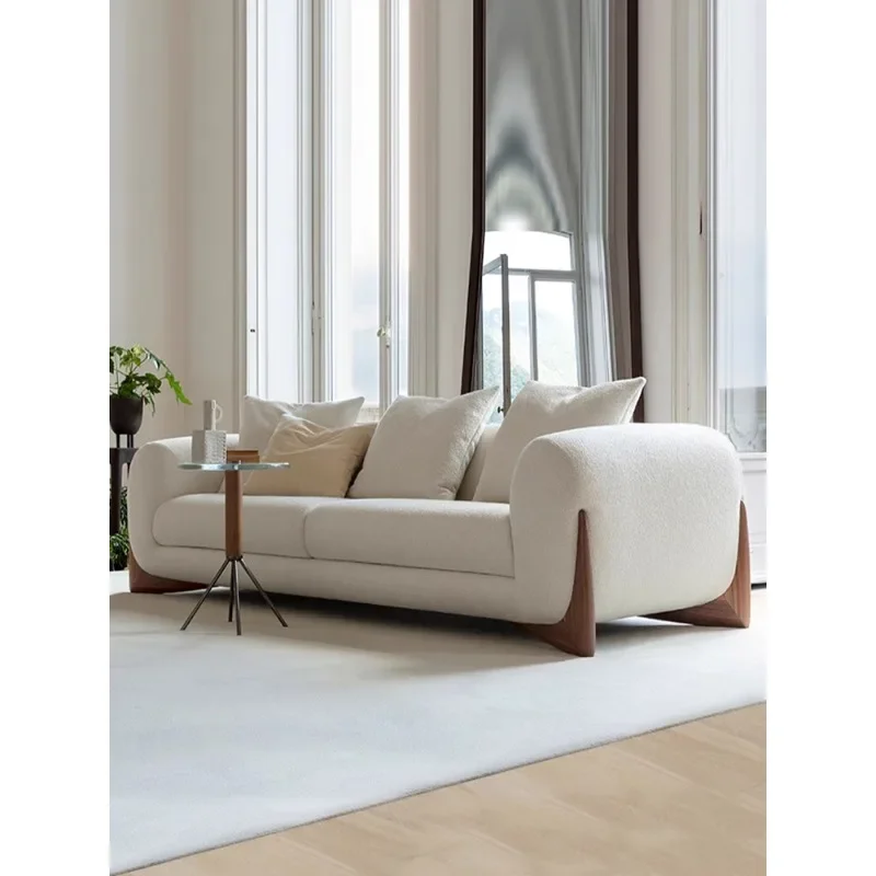 Текстилен диван в стил Ваби-съби, хол, малък апартамент, дизайнерски триместен диван от мека овча вълна, Скандинавски прост диван