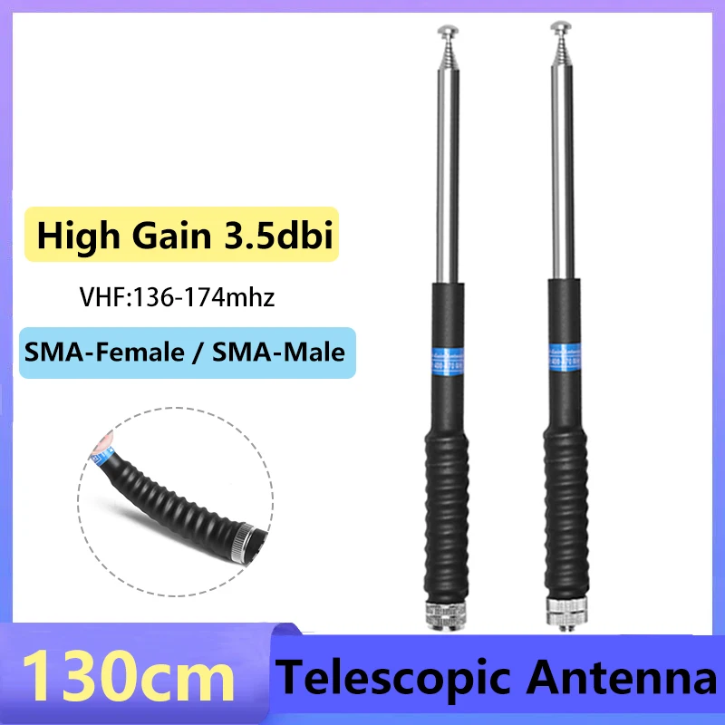 Телескопична Антена Подвижни 130 см, С Висок Коефициент на усилване на VHF SMA-Дамски/Мъжки Антена За Преносими Радиостанции Baofeng UV-5RH DM-1701 Quansheng UVK5