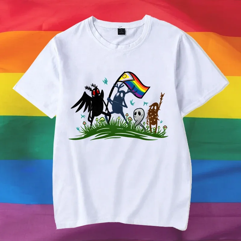 Тениска ЛГБТ Унисекс тениска оверсайз, забавна тениска с изображение на Рейнбоу хартата, тениски с анимационни герои за лесбийки, гейове, бисексуални, транссексуални, подарък за месец гордост