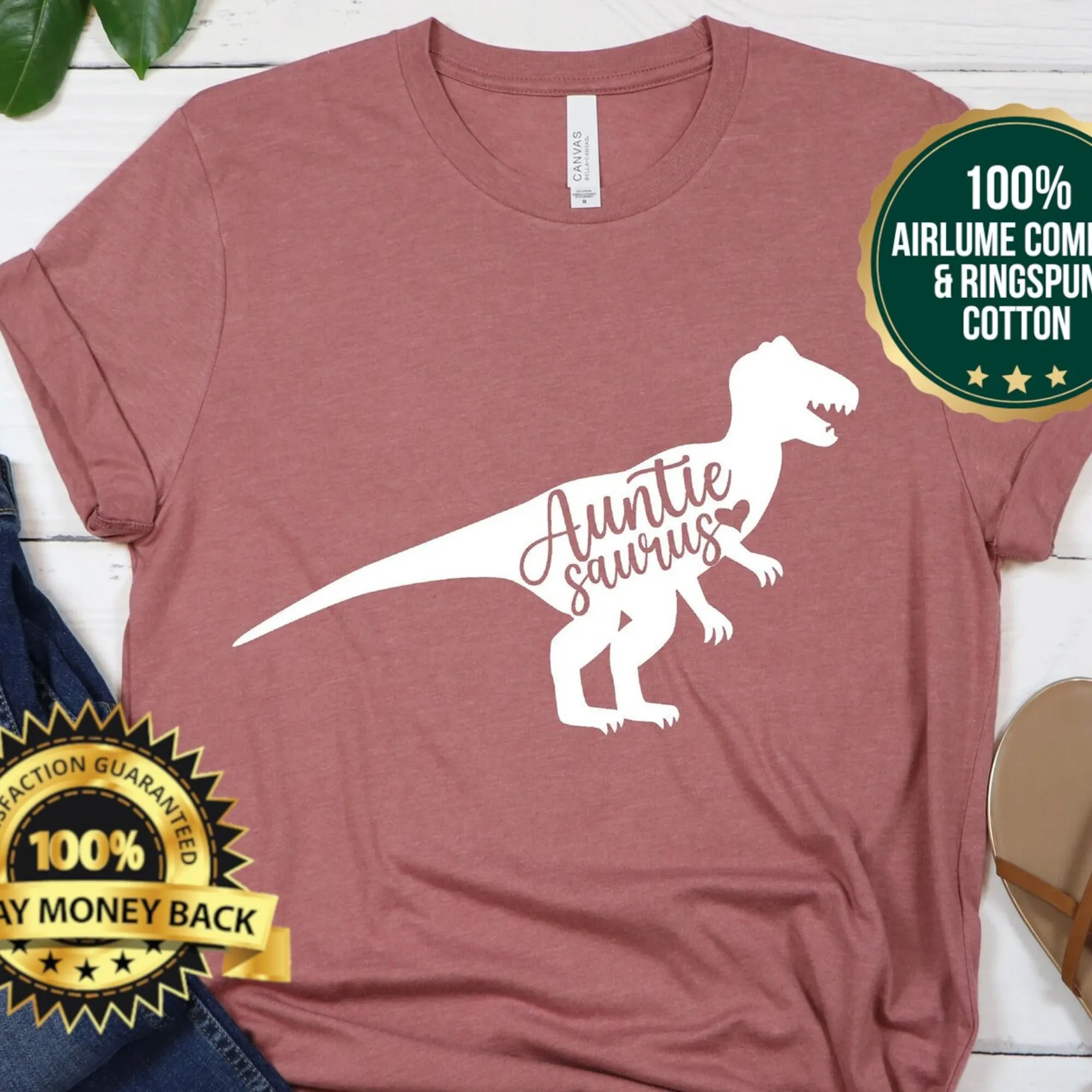 Тениска с изображение на лелите, тениска с тетушкиным динозавром, Saurus Rex, Коледен динозавър за Деня на майката леля