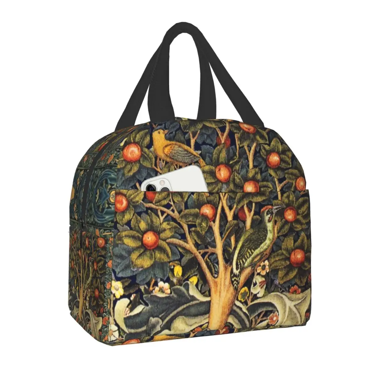 Термоизолированная чанта за обяд с горски животни William Morris, Преносим кутия за обяд за жени, Детски чанти за пикник с цветен модел на открито