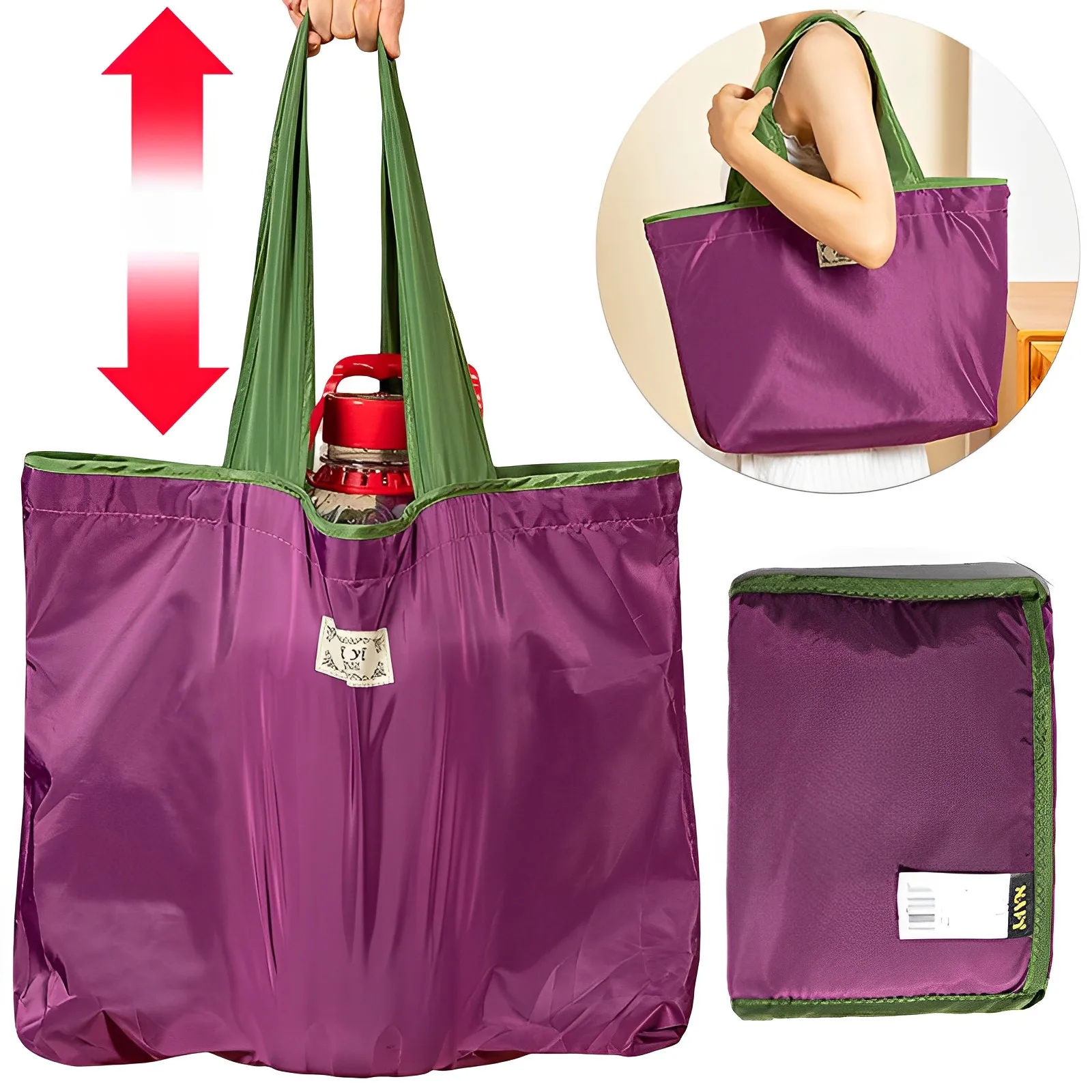 Торби за многократна употреба за пазаруване с голям капацитет за жени, чанта за хранителни стоки, сгъваема чанта от съвсем малък от плат Оксфорд, чанта за съхранение