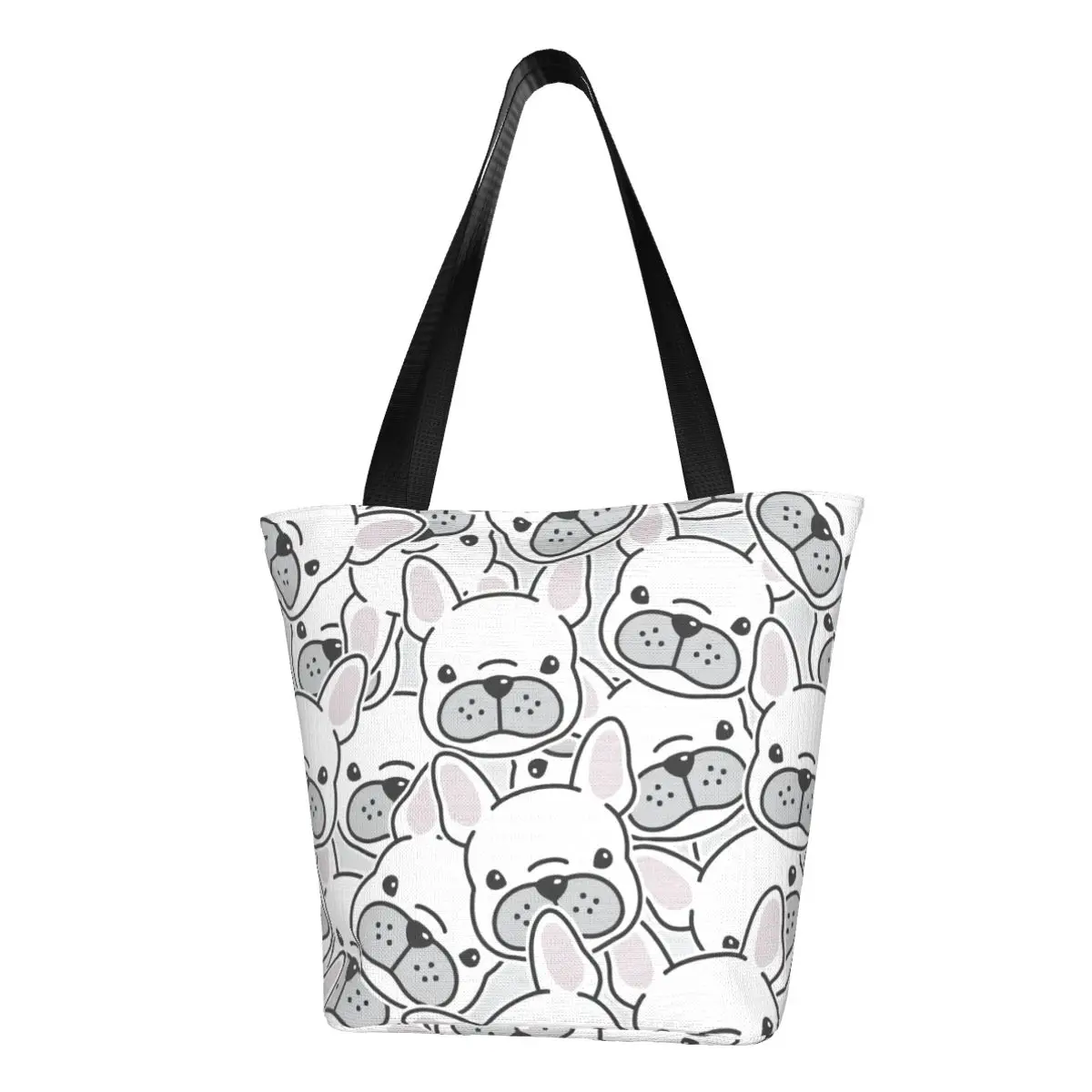 Торбички за пазаруване за кученца френски Булдог, холщовая чанта-тоут за пазаруване, по-голямата голям преносим чанта с изображение, кучешки глави