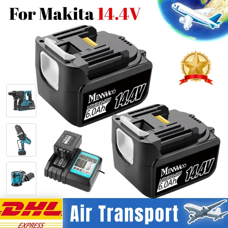 Транспортиране по въздух литиева батерия 14,4 v 6000 mah за електроинструменти Makita BL1460 BL1430 1415 194066-1