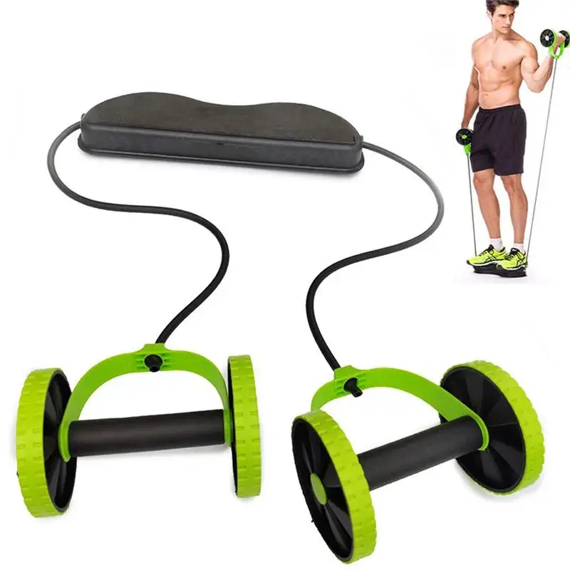 Тренажор за корема с колела Double Ab Roller за пресата Симулатор за преса за укрепване на мускулите на кора