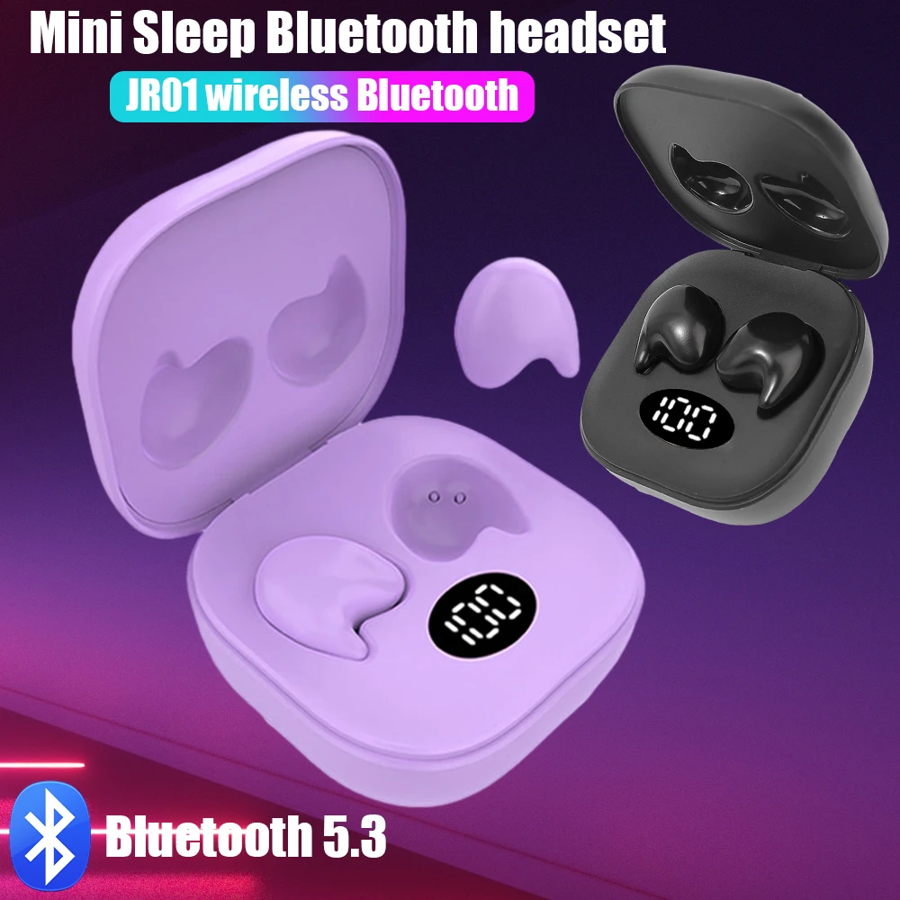Тънки мини Bluetooth слушалки, водоустойчиви слушалки с докосване с шумопотискане, Невидими безжични слушалки за сън