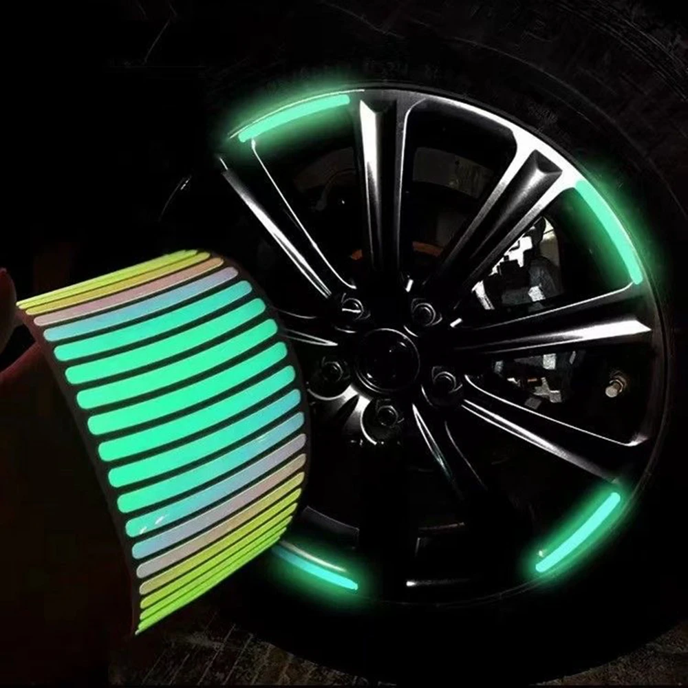 Универсална светоотражающая стикер на ступицу мотоциклет колела / коли / мотори, Цветни предупредителен стикер на гуми, актуализирана до night light + Светоотражающая