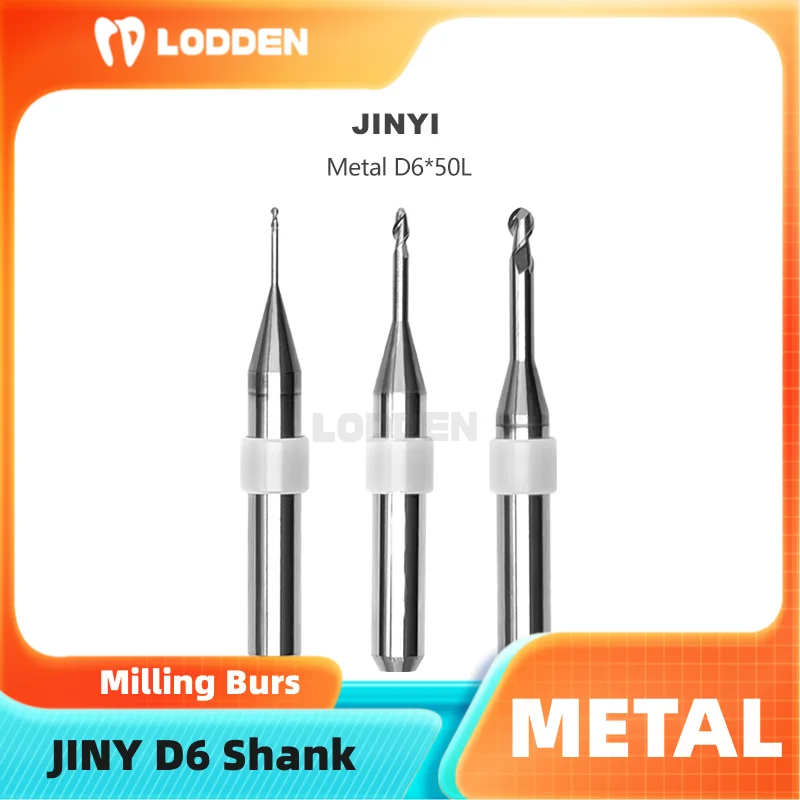 Фрезоване на зъбни боракс JINY за шлайфане на метал Диаметър свредло с опашка 6,0 мм 1.0/2.0/3.0 мм Само Шлайфане инструменти за зъботехническа лаборатория 50 мм