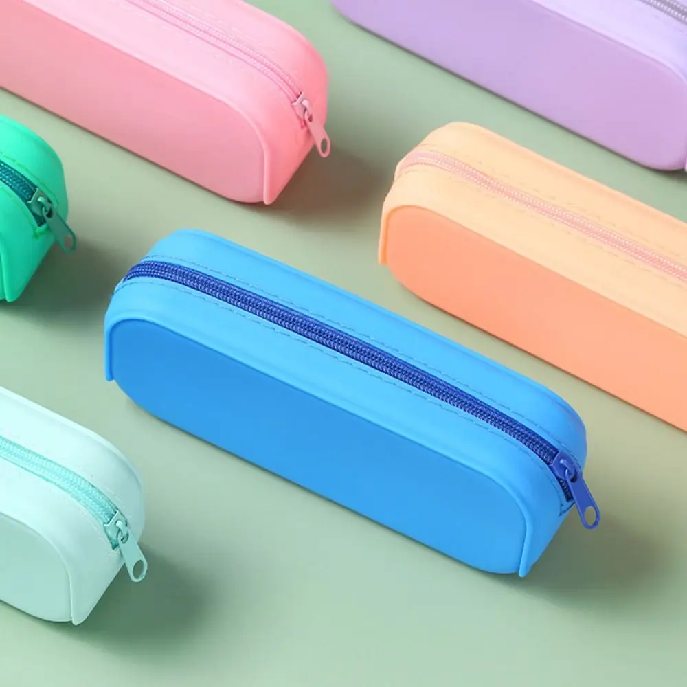 Цветни силиконови творчески молив случай, Кутия за съхранение на канцеларски материали, Учебни пособия за студенти, однослойная Проста студентска чанта за моливи