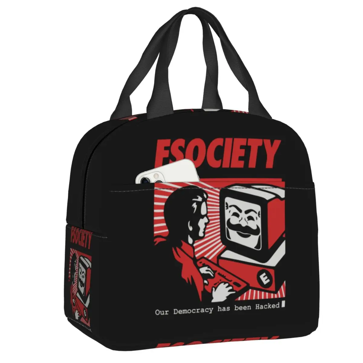 Чанта за обяд Mr Робот за училището ghica, хакер, FSociety, за еднократна употреба, за пикник, термоохладитель, изолиран обяд-бокс, дамски, Детски чанти-тоут
