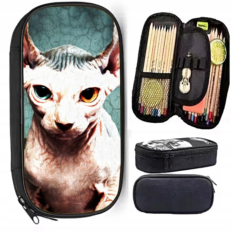 Чанта-молив с фигура на котка на Сфинкса, женски козметични чанти за малки момчета и момичета, молив случай за детски ученически пособия, косметичка за грим