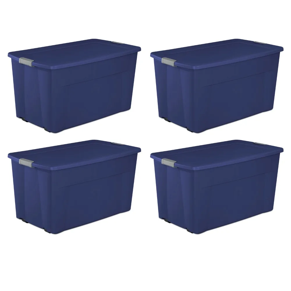 Чанта-тоут Sterilite с капаче количка обем 45 литра, пластмасов, стадионного синьо, комплект от 4 броя