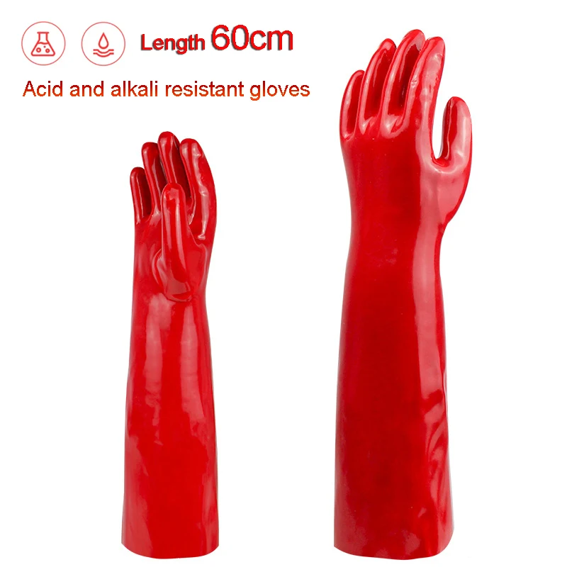 червени 60-сантиметрови противохимические ръкавици удължават маслостойкую антикоррозийную химически Промишлени нарукавную ръкавици, устойчиви на киселини и алкални съпротива